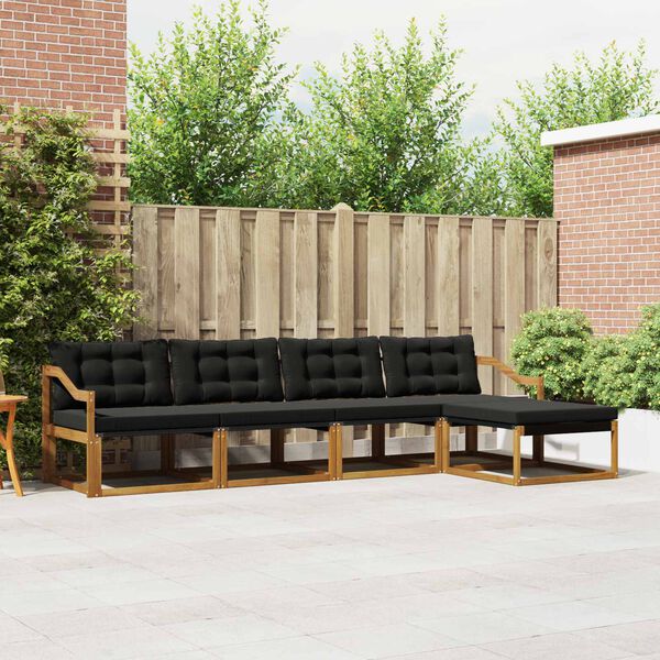 vidaXL Комплект дивани за открито 5 pcs Естествено и черно