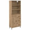 vidaXL Висок шкаф Дъб 69,5 x 34 x 180 см Инженерна дървесина и стъкло