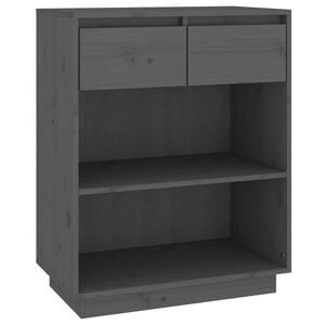 vidaXL Конзолен шкаф, сив, 60x34x75 см, бор масив