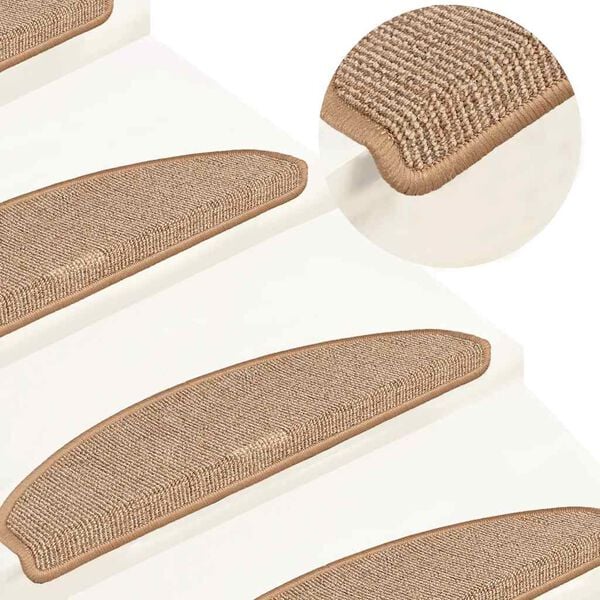 vidaXL Изтривалки за стълби, 15 бр., 65x21x4 см, светлокафяви, полукръгли, големи