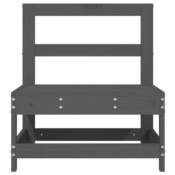 vidaXL Градински средни дивани, 2 бр, сиви, бор масив