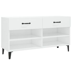 vidaXL Шкаф за обувки, бял гланц, 102x35x55 см, инженерно дърво