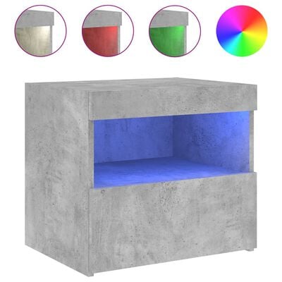 vidaXL Нощно шкафче с LED осветление, бетонно сив, 50x40x45 см