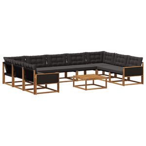 vidaXL Комплект дивани за открито 10 pcs Естествено и черно