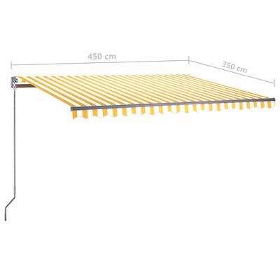 vidaXL Автоматичен сенник LED и сензор за вятър 450x350 см жълто/бяло