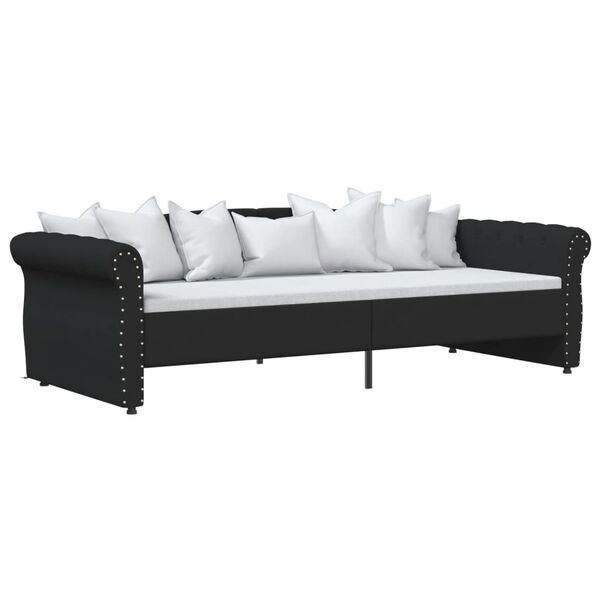 vidaXL Дневно легло, USB, черно, текстил, 90х200 см