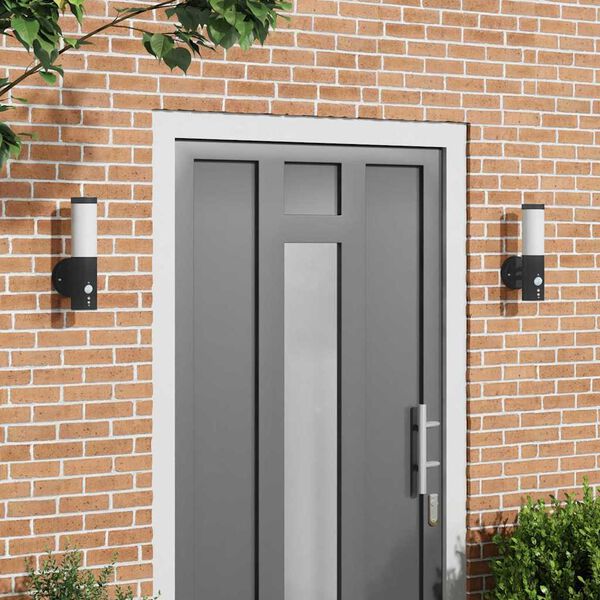 vidaXL Външна стенна лампа 2 pcs Черно 15 x 7,5 x 33 см