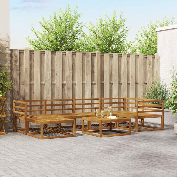 vidaXL Комплект дивани за открито 7 pcs Естествен