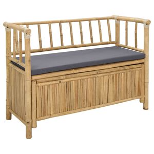 vidaXL Градинска Пейка за Съхранение 110 x 47 x 80 см Бамбук Естествен