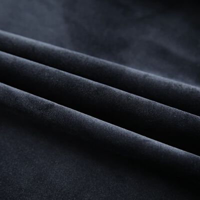 vidaXL Затъмняващи завеси с куки, 2 бр, кадифе, черни, 140x175 см
