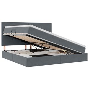 vidaXL Легло с място за съхранение и матрак Тъмен сив 200 x 200 cm