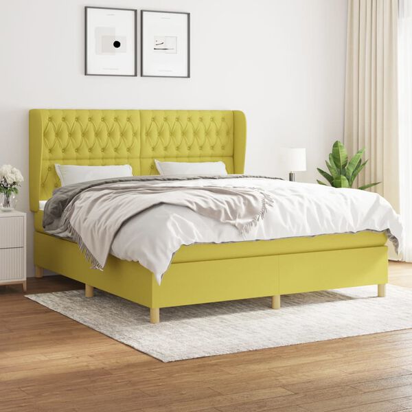 vidaXL Боксспринг легло с матрак, зелена, 180x200 см, плат