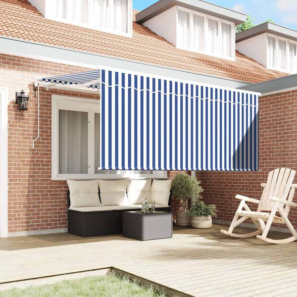 vidaXL Сгъваем навес Синьо и бяло 300 x 200 cm Полиестер и алуминий