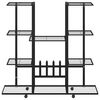 vidaXL Стойка за цветя на колела 94,5x24,5x91,5 см черна желязо