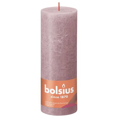 Bolsius Свещи рустик колони Shine, 4 бр, 190x68 мм, пепел от рози