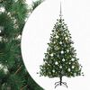 vidaXL Изкуствена коледна елха с топки 120 см 150 LED светодиода