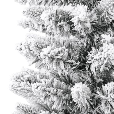 vidaXL Изкуствена тънка коледна елха с флокиран сняг, 150 см, PVC и PE