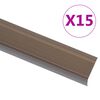 vidaXL Ръбове за стъпала, Г-образни, 15 бр, алуминий, 100 см, кафяви