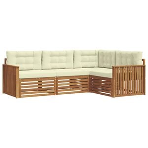 vidaXL Комплект дивани за открито 4 pcs Натурален и Крема