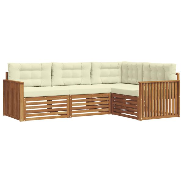 vidaXL Комплект дивани за открито 4 pcs Натурален и Крема