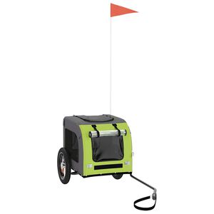 vidaXL Ремарке за колело за любимци зелен и сив Оксфорд плат и желязо