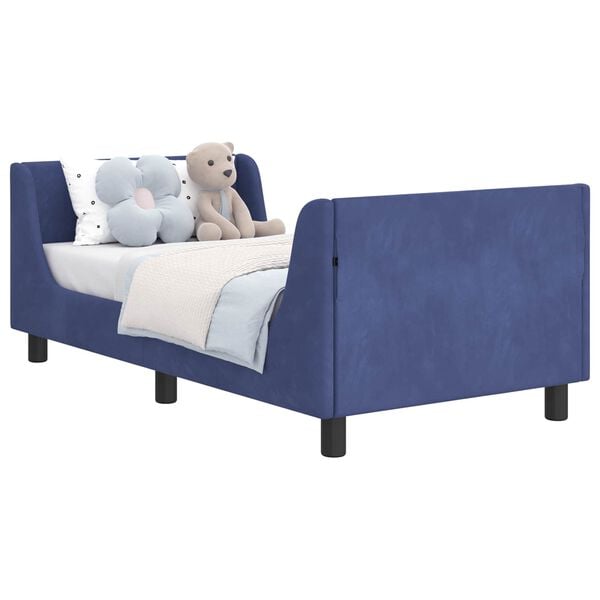 vidaXL Легло за деца с табла Полицейско синьо 80 x 160 cm Кадифе