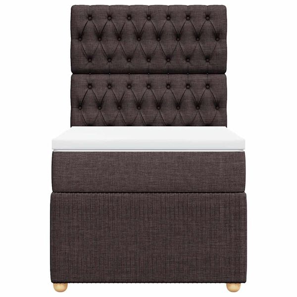 vidaXL Боксспринг легло с матрак, тъмнокафяво, 90x200 см, плат