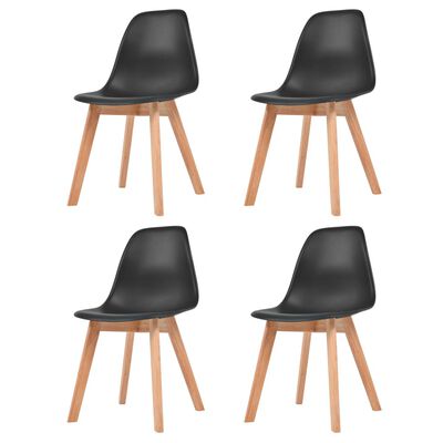 vidaXL Трапезни столове, 4 бр, черни, пластмаса