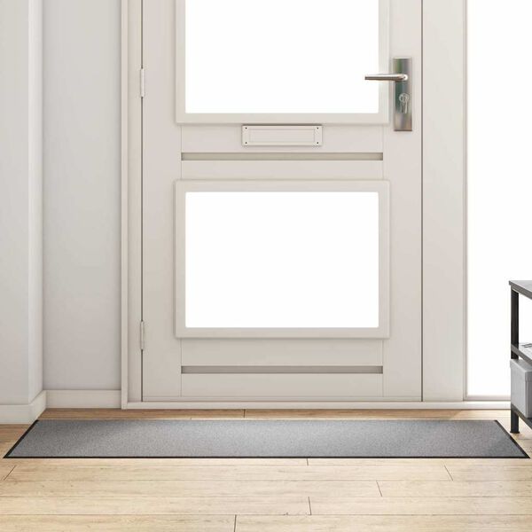 vidaXL Мат за врата Друг Сив и черен 60 x 180 cm Полипропилен и винил