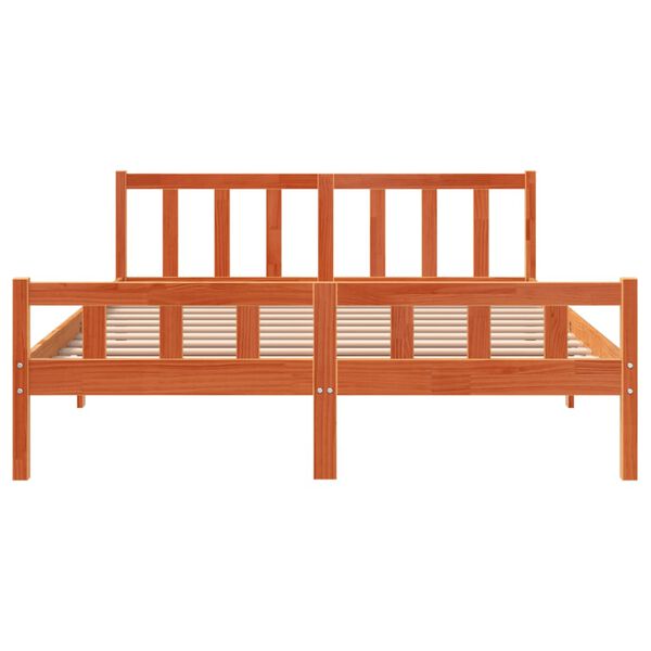 vidaXL Рамка за легло без матрак, восъчнокафяв, 150x200 см, бор масив
