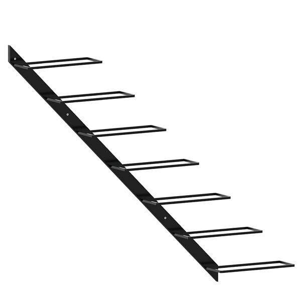 vidaXL Стойка за вино за 7 бутилки, стенен монтаж, черна, метал