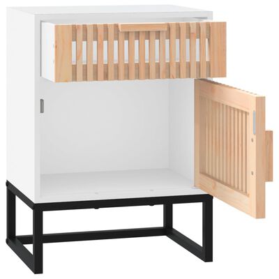 vidaXL Нощно шкафче бяло 40x30x55,5 см инженерно дърво и желязо