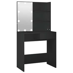 vidaXL Тоалетка с LED, черна, 74,5x40x141 см