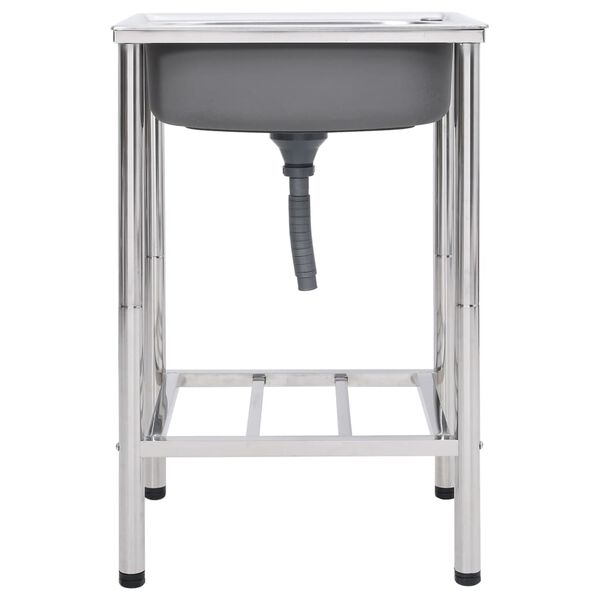 vidaXL Къмпинг мивка, единично корито, неръждаема стомана