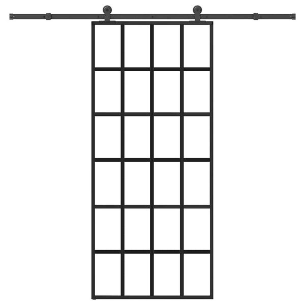 vidaXL Плъзгаща се врата с обков 90x205 см ESG стъкло и алуминий