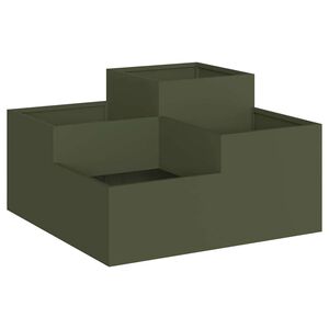 vidaXL Градинска саксия Маслиненозелен 80 x 80 x 48 см Стомана