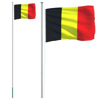 vidaXL Флаг на Белгия и стълб 6,23 м алуминий