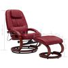 vidaXL Масажен реклайнер с табуретка, виненочервен, изкуствена кожа