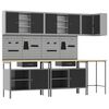vidaXL Комплект работни шкафове с чекмедже с рафт 10 pcs Черен и Сив