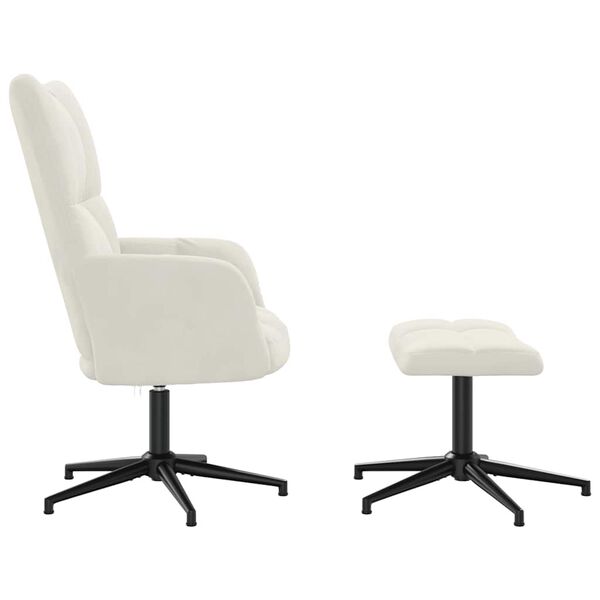 vidaXL Стол за релакс с табуретка, кремавобял, кадифе
