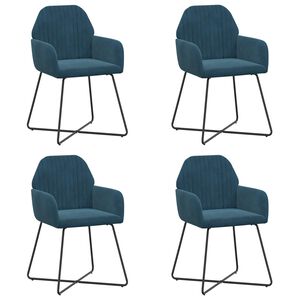vidaXL Обедени столове 4 бр. Кадифе Синьо 55 x 50 x 84 см