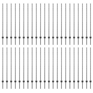 vidaXL Стълб за ограда. 44 pcs Сив 180 cm Стомана
