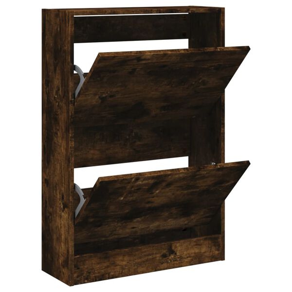 vidaXL Шкаф за обувки, опушен дъб, 60x21x87,5 см, инженерно дърво