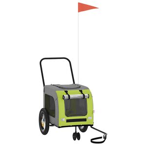 vidaXL Ремарке за велосипед за домашни любимци Зелен и сив