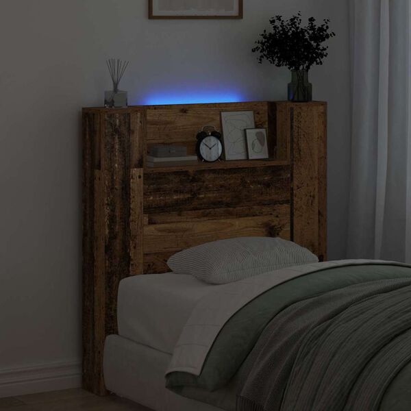 vidaXL Облегалка за глава с рафт Старо дърво 100 x 15 x 103,5 см