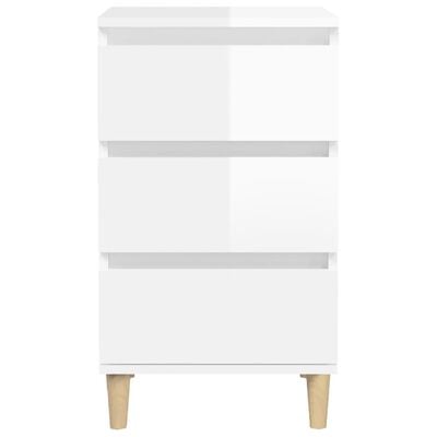 vidaXL Нощно шкафче, бял гланц, 40x35x70 см, инженерно дърво