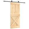 vidaXL Преплъзваща се врата Естествено и черно 85 x 210 cm