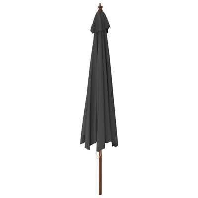 vidaXL Градински чадър с дървен прът, антрацит, 400x273 см