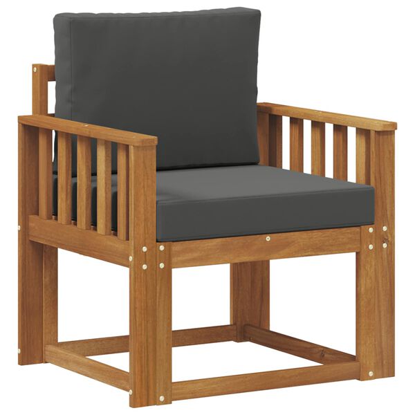 vidaXL Външен диван Солидно акациево дърво и полиестер Естествен