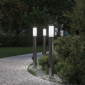vidaXL Осветителни тела с контакт, 3 бр., 80 см, неръждаема стомана, IP44